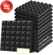 12-Pack Acoustic Panels - 12"x12"x2" Soundproof Foam - Studio, Includes Adhesive