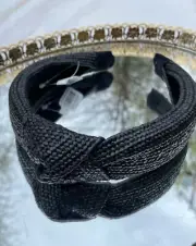 NWT Ann Taylor LOFT Cute Black Woven Knot Knotted Raffia Headband Accessorie