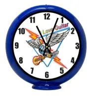 I Love Guitar Music, Blue Non-Lighted Gas Pump Globe Advertising Table Clock