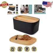 Reversible Rubberwood Lid Bread Box – Keep Bread Fresh & Counters Crumb-Free