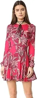 [MinkPink] Womens IM16F2471 Femme Fatal Floral Print Fit and Flare Dress Long-Sleeve Dress
