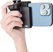 KIWIFOTOS Phone Tripod Mount, Phone Camera Grip Handle Holder Shutter Remote and Cold Shoe Adapter for iPhone 15 14 Samsung Google Smartphone Selfie Vlog Video Shooting