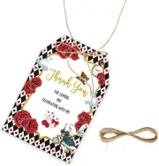 50pcs Tea-Party Thank You Tags, Fairy Girl Gift Tag with String for Wedding Part