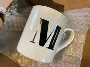 Threshold Monogram Initial Letter "M" Coffee Mug White w/Black Letter 16 oz