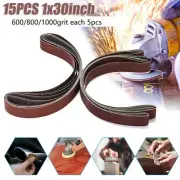 15pcs/set Belt Sander Sanding Belts 1x30 Aluminum Oxide Belt Sandpaper Assorte