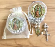 Our Lady of Guadalupe Virgin White Rosaries Party Favors Gifts Baptism Bautizo