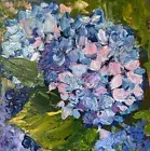 Hydrangea oil painting Original art Blue flowers Textured art Hand painted Gift