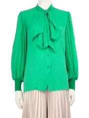 Green Silk Logo Jacquard Blouse