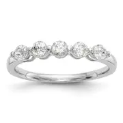 0.75ct. CZ Solid Real 14K White Gold 5-Stone Wedding Band Ring