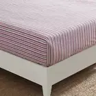 Coleridge Stripe (1-Piece) Red Cotton Twin Fitted Sheet