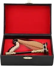 Miniature Harp Instrument Model Wooden Replica with Gift Case Musical Ornaments for Miniature Instruments