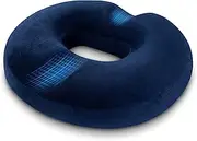 HOMCA Donut Pillow Seat Cushion, Hemorrhoid Pillows for Sitting After Surgery，Memory Foam Donut Cushion for Postpartum Pregnancy，Tailbone Pain Relief, Office Chair Cushion for Pressure Relief (Blue)