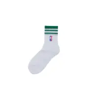 在飛比找Yahoo奇摩購物中心優惠-NBA 電繡LOGO 條紋長襪-白-3351184072