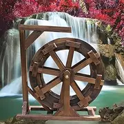 Wooden Waterwheel Fountain with Bracket, Old-Fashioned Outdoor Indoor Balcony Viewing Waterfall Fountain Fengshui Wheel Garden Decorative Water Feature (Size : 50cm(19.7inch))