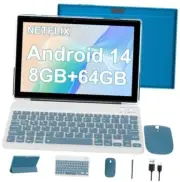 Android 14 Tablet 10 Inch Tablet, 2024 Upgraded 2 in 1 Tablet with NavyBlue