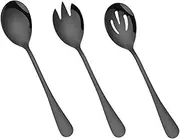 FUNNETOYU 1Set Stainless Steel Salad Serving Utensil Includes Salad Spoon Fork and Slotted Spoon Elegant Cutlery for Home Restaurant Use Easy to Clean Compact Design