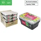 40 x Takeaway Food Containers with Plastic Lids 750ml Take away Meal Prep Box