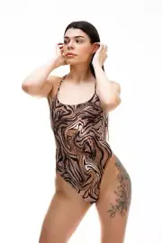 Dance Sport Bodysuit, Tiger printed lingerie bodysuit spandex bodysuit for women