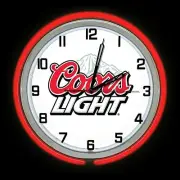 19" Coors Light Beer Sign Double Red Neon Clock Man Cave Garage Bar Game Room