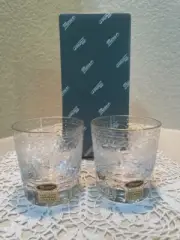 Pair of Moser Maharani Cut Floral Swag Small 120 mL Whiskey Tasting Tumblers