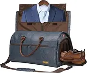 [STOVER] Garment Travel Duffle Bag, Large 2-in-1 Convertible Carry-on Luggage for Men & Women- Hanging Suits, Dresses & Clothes + Shoe Compartment- Weekender Tote Combo Duffel, Blue