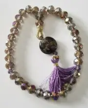 Tasbih Handmade Purple Metalic Crystal Beads Tasbih Misbaha Rosary Worry Beads