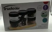 New Trudeau 6 Piece Spice Rack 5 jars And Wooden Display