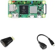 Waveshare Package A Compatible with Raspberry Pi Zero 2 WHC Bundle with Mini HDMI to HDMI Adapter and Micro USB OTG Cable (3 Items) with Pre-Solder Color Coded Pinheader