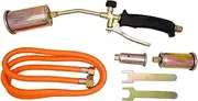 Propane Gas Torch Burner Set, Weed Burner Hose Regulator Roofers Plumbers Kit with 23/35/50mm Nozzle for Garden Outdoor