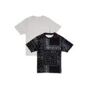 SET Wonder Nation Boys SIZE XS 4-5 T-Shirt with Short Sleeves :Light Grey/Black