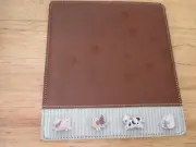 Farm Animals Leather Brown Stars Pig Rooster Cow Goose Checkbook Cover NEW