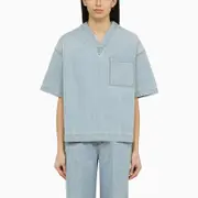 [Bottega Veneta] Denim Light bleach T-shirt S ["Blue"/ "Light blue"]