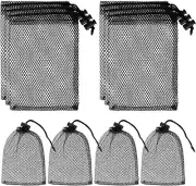 Sliverdew 10PCS Small Mesh Bags Drawstring Black Nylon 20cm×15cm