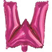 Letter W Hot Pink Foil Air Fill Balloon 35.5cm