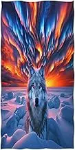 RPLIFE Aurora and Wolf Beach Towel, Microfiber Quick Dry Beach Towel for Men Women