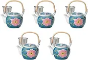 Set of 5 Arabesque Flowers with U No. 10 Earthenware Pot, 6.5 x 5.3 inches (16.5 x 13.5 cm), 1900cc | Arita Yaki Setomonohonpo