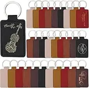 Tikjiua Leather Key Fob Kit, Rectangular PU Key Fobs with Keychain Ring for Keychain DIY Making, DIY Leather Craft