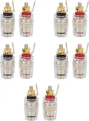 10 PCS 4mm Terminal Binding Post Connectors for Regular Amplifier Speaker, Copper Gold Plated Banana Plug Socket Connector, Black and Red with Transparent Covers Connectors