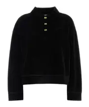 Ganni Heavy Velour Drop Shoulder Polo Shirt L/XL,XXS/XS black