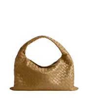 BOTTEGA VENETA Hop Small $3900 Dark Praline Leather Shoulder Bag New