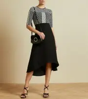 NWT Ted Baker London Tulip Skirted Bodycon Dress, Black, Ted 1(US 0-2), MSRP$329