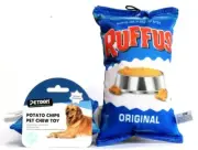 2 Petoom Potato Chip Ruffus Pet Chew Toy Squeaker Crinkle Paper Included