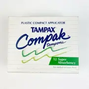 Vintage 1992 Tampax Compak Tampons Super Absorbency Sealed 12 Count
