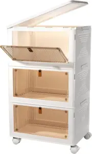 3 Tier Stackable Storage Bins with Lids, 23Qt Plastic Storage Containers with Ma