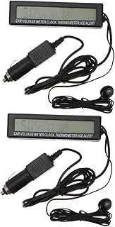 2pcs Clock Clock Radio Portable Thermometers Station Radio Vehicle Timer Voltmeter Car Voltmeter Monitor Weather Auto Digital Compass Black Abs