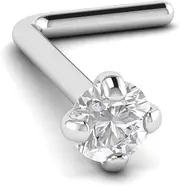 [Loving My Bump] L-Shape Nose Stud Piercing | 20 Gauge 0.8mm Surgical Steel Bone Studs/Ring | 3mm gem