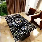 Black Marble Dining Table Top, Inlay Handmade Table Top, Unique Table Top .