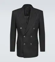 [Tom Ford] Tom Ford Atticus striped mohair-blend jacquard blazer AU 93 black