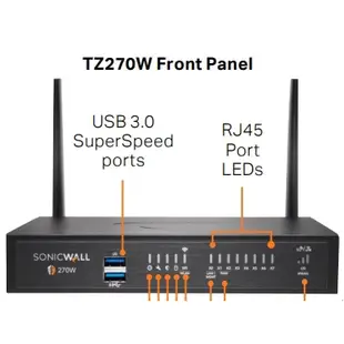 sonicwall tz270w網絡安全/防火牆軟體,8端口,+1年保