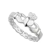 Irish Claddagh Ring for Women 925 Sterling Silver with Braided Band, Traditio...